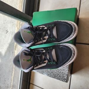 Jordan Green and Black Sneakers with Low Top Design and Textured Fabric